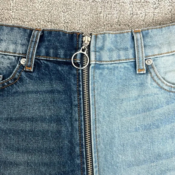 Revice “Yin Yang Tokyo” zip around light dark wash cutoff denim short American - Picture 4 of 8